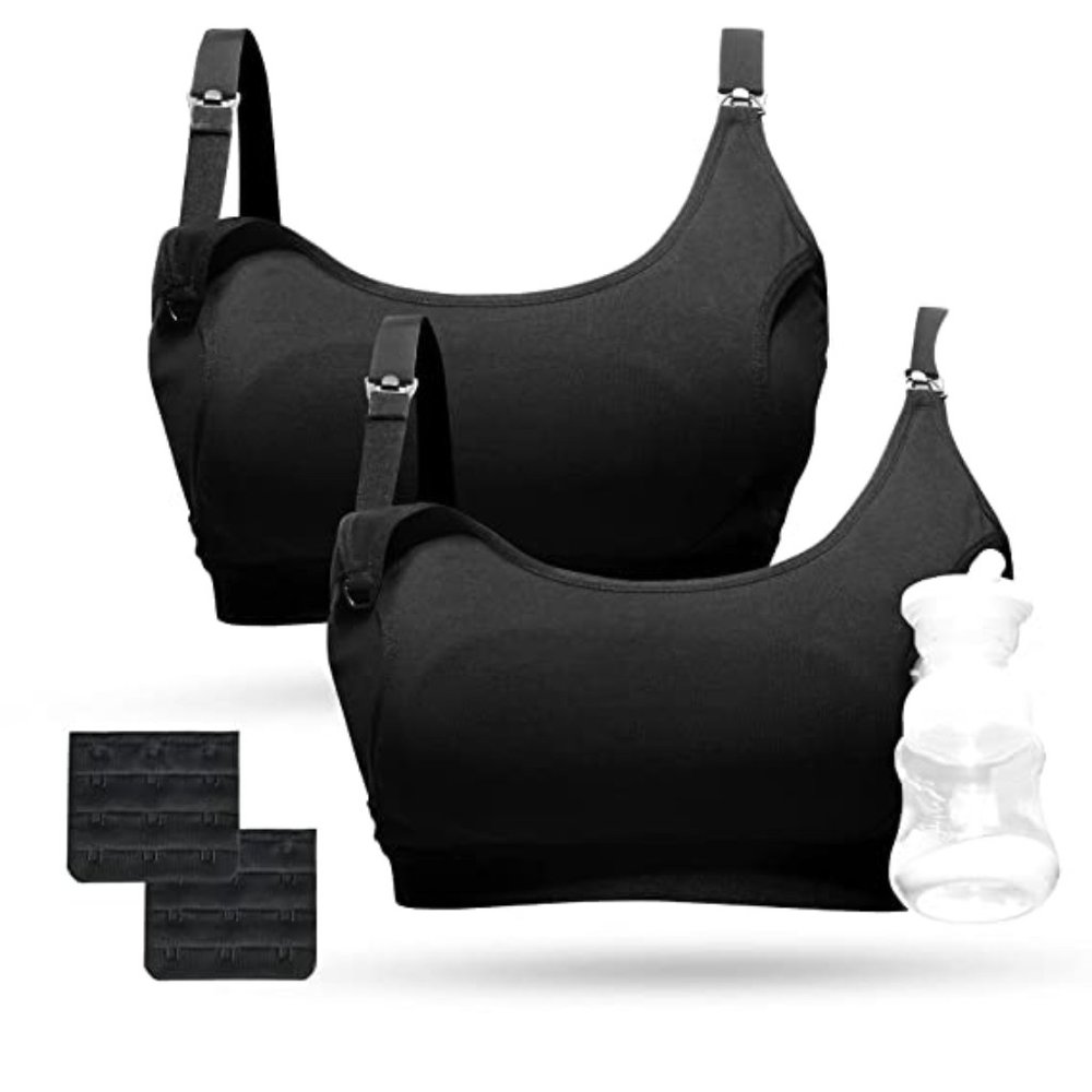 Pumping Bra, Momcozy Hands Free Pumping Bras for Women 2 Pack Supportive Comfort